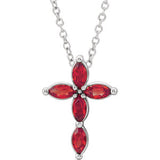 14K White Ruby Cross Necklace - Siddiqui Jewelers