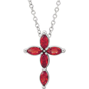 14K White Ruby Cross Necklace - Siddiqui Jewelers