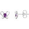 Sterling Silver 4x3 mm Oval February Youth Butterfly Birthstone Earrings - Siddiqui Jewelers