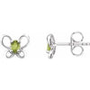 Sterling Silver 4x3 mm Oval August Youth Butterfly Birthstone Earrings - Siddiqui Jewelers