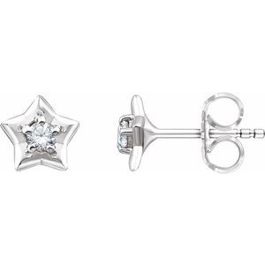 Sterling Silver 3 mm Round April Youth Star Birthstone Earrings - Siddiqui Jewelers