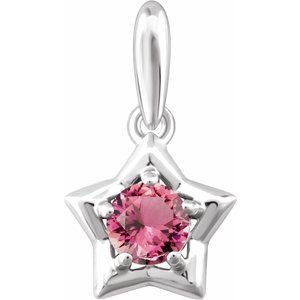 Sterling Silver 3 mm Round October Youth Star Birthstone Pendant - Siddiqui Jewelers