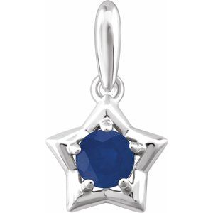 Sterling Silver 3 mm Round September Youth Star Birthstone Pendant - Siddiqui Jewelers