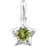 14K White 3 mm Round August Youth Star Birthstone Pendant - Siddiqui Jewelers