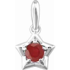 Sterling Silver 3 mm Round July Youth Star Birthstone Pendant - Siddiqui Jewelers