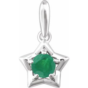 Sterling Silver 3 mm Round May Youth Star Birthstone Pendant - Siddiqui Jewelers