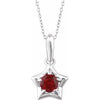 14K White 3 mm Round January Youth Star Birthstone 15" Necklace - Siddiqui Jewelers