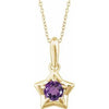 14K Yellow 3 mm Round February Youth Star Birthstone 15" Necklace - Siddiqui Jewelers