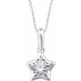 Sterling Silver 3 mm Round April Youth Star Birthstone 15" Necklace - Siddiqui Jewelers