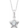 14K White 3 mm Round April Youth Star Birthstone 15" Necklace - Siddiqui Jewelers