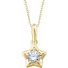 14K Yellow 3 mm Round April Youth Star Birthstone 15" Necklace - Siddiqui Jewelers