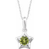 Sterling Silver 3 mm Round August Youth Star Birthstone 15" Necklace - Siddiqui Jewelers