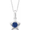 Sterling Silver 3 mm Round September Youth Star Birthstone 15" Necklace - Siddiqui Jewelers