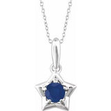Sterling Silver 3 mm Round September Youth Star Birthstone 15" Necklace - Siddiqui Jewelers
