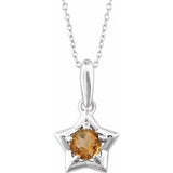 Sterling Silver 3 mm Round November Youth Star Birthstone 15" Necklace - Siddiqui Jewelers