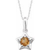 14K White 3 mm Round November Youth Star Birthstone 15" Necklace - Siddiqui Jewelers