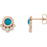 14K Rose Turquoise & 1/8 CTW Diamond Earrings - Siddiqui Jewelers