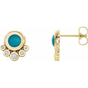 14K Yellow Turquoise & 1/8 CTW Diamond Earrings - Siddiqui Jewelers