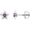 Sterling Silver 3 mm Round February Youth Star Birthstone Earrings - Siddiqui Jewelers