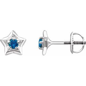Sterling Silver 3 mm Round December Youth Star Birthstone Earrings - Siddiqui Jewelers