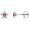 14K White 3 mm Round October Youth Star Birthstone Earrings - Siddiqui Jewelers