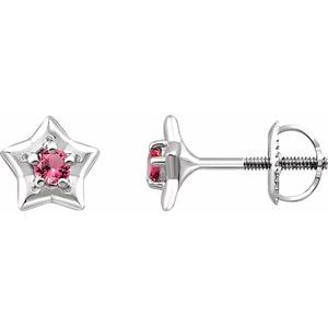 Sterling Silver 3 mm Round October Youth Star Birthstone Earrings - Siddiqui Jewelers