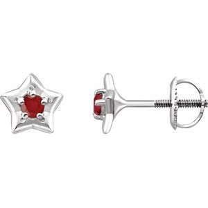 Sterling Silver 3 mm Round July Youth Star Birthstone Earrings - Siddiqui Jewelers