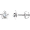 14K White 3 mm Round April Youth Star Birthstone Earrings - Siddiqui Jewelers