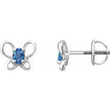 Sterling Silver 4x3 mm Oval December Youth Butterfly Birthstone Earrings - Siddiqui Jewelers