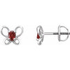 Sterling Silver 4x3 mm Oval January Youth Butterfly Birthstone Earrings - Siddiqui Jewelers