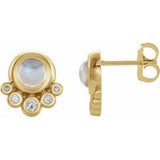 14K Yellow Moonstone & 1/8 CTW Diamond Earrings - Siddiqui Jewelers