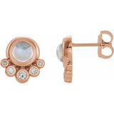 14K Rose Moonstone & 1/8 CTW Diamond Earrings - Siddiqui Jewelers