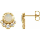 14K Yellow Opal & 1/8 CTW Diamond Earrings - Siddiqui Jewelers