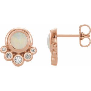 14K Rose Opal & 1/8 CTW Diamond Earrings - Siddiqui Jewelers