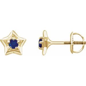 14K Yellow 3 mm Round September Youth Star Birthstone Earrings - Siddiqui Jewelers