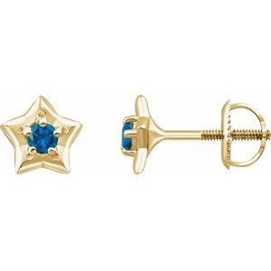 14K Yellow 3 mm Round December Youth Star Birthstone Earrings - Siddiqui Jewelers
