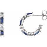 14K White Chatham® Created Blue Sapphire & 1/2 CTW Diamond Earrings - Siddiqui Jewelers
