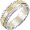 14K White/Yellow/White 6 mm Flat Edge Band with Milgrain & Hammer Finish Size 10 - Siddiqui Jewelers