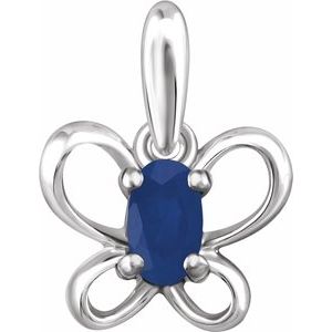 Sterling Silver 4x3 mm Oval September Youth Butterfly Birthstone Pendant - Siddiqui Jewelers