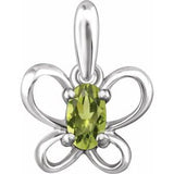 Sterling Silver 4x3 mm Oval August Youth Butterfly Birthstone 15" Necklace - Siddiqui Jewelers