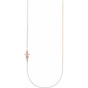 14K Rose Infinity-Inspired Off-Center Sideways Cross 16" Necklace      -Siddiqui Jewelers