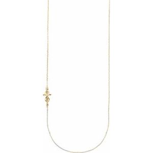 14K Yellow Infinity-Inspired Off-Center Sideways Cross 16" Necklace      -Siddiqui Jewelers