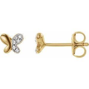 14K Yellow .04 CTW Diamond Butterfly Earrings - Siddiqui Jewelers