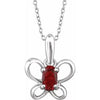 Sterling Silver 4x3 mm Oval January Youth Butterfly Birthstone 15" Necklace - Siddiqui Jewelers