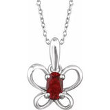 Sterling Silver 4x3 mm Oval January Youth Butterfly Birthstone 15" Necklace - Siddiqui Jewelers