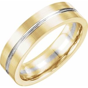 14K Yellow & White 6 mm Grooved Band Size 10 - Siddiqui Jewelers