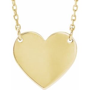 14K Yellow Engravable 12x11 mm  Heart 16-18" Necklace-Siddiqui Jewelers