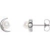 Platinum Cultured White Freshwater Pearl Earrings Siddiqui Jewelers