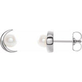 14K White Cultured White Freshwater Pearl Earrings Siddiqui Jewelers