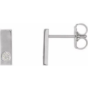 14K White .06 CTW Diamond Bar Earrings - Siddiqui Jewelers